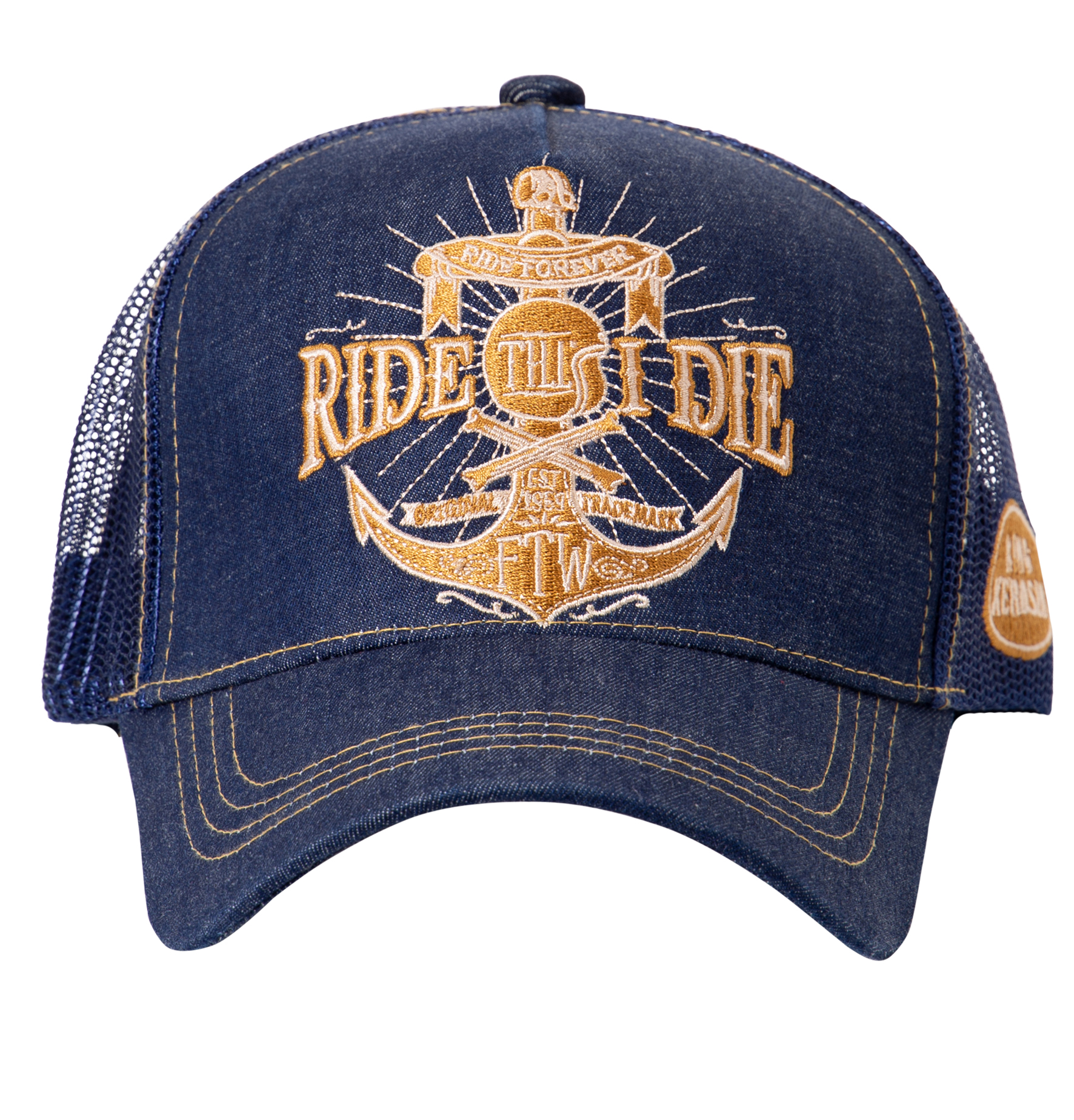 King Kerosin Trucker Cap Denim - Ride Till I Die